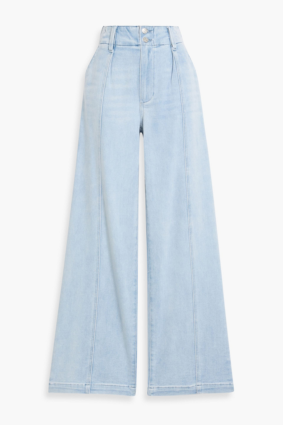 Paige Brooklyn Pleated High-rise Wide-leg Jeans In Blue