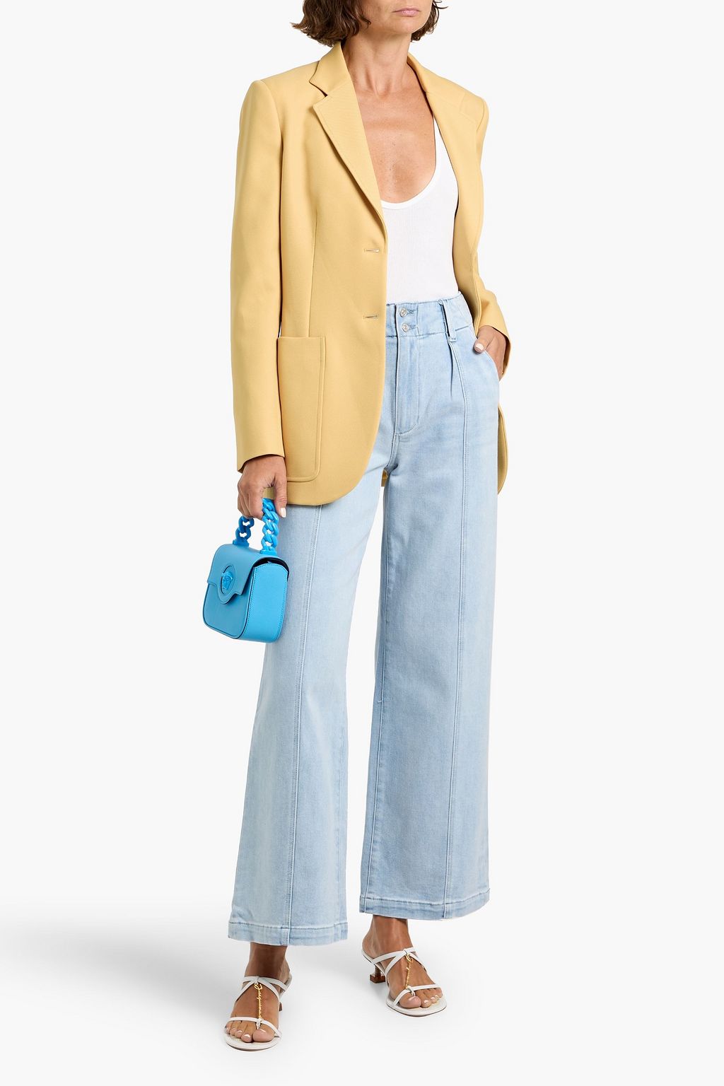 PAIGE Brooklyn pleated high-rise wide-leg jeans