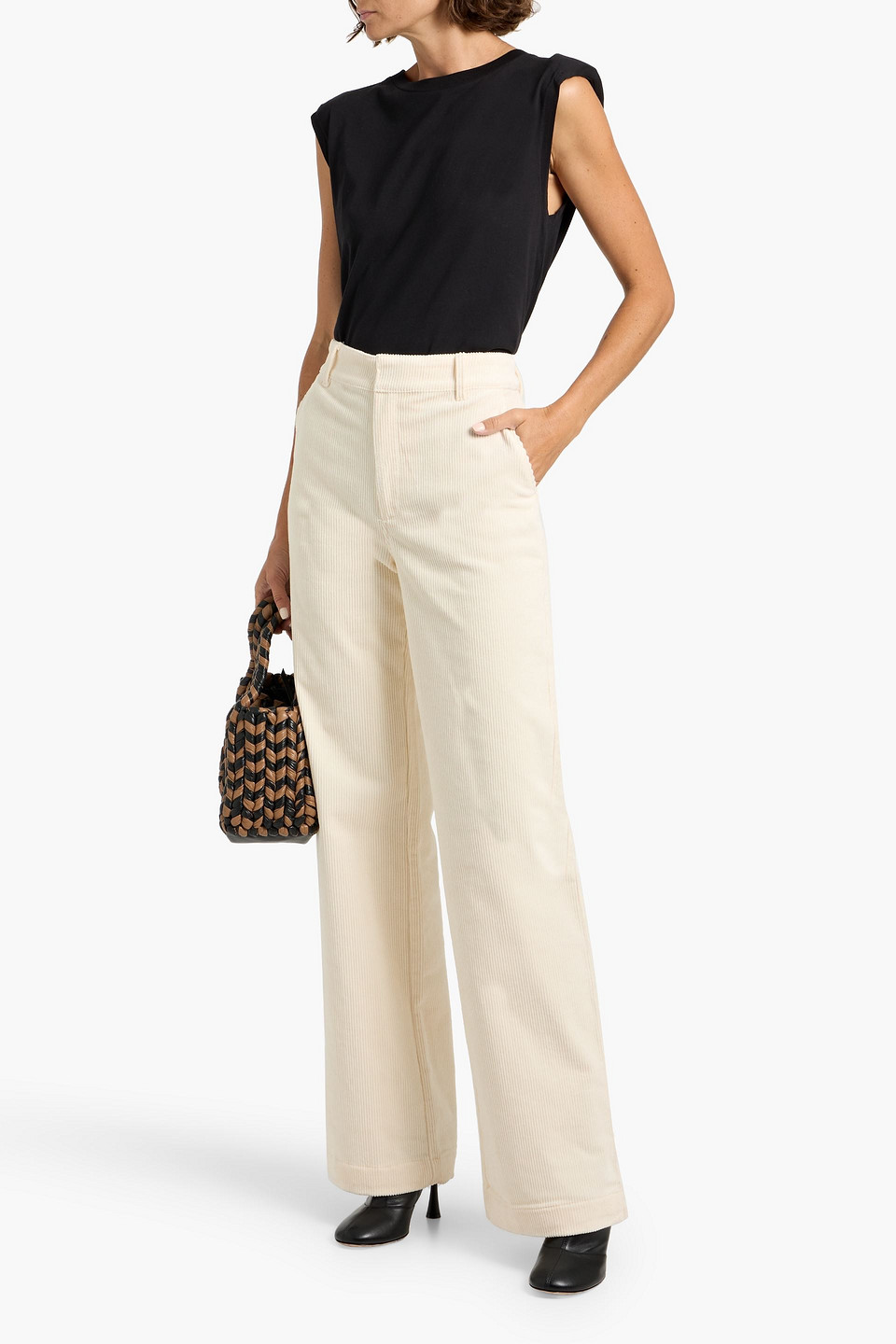 Paige Danielle Cotton-blend Corduroy Straight-leg Pants In Animal Print