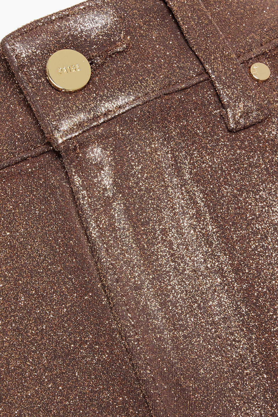 Paige Sasha Glittered High-rise Wide-leg Jeans In Brown