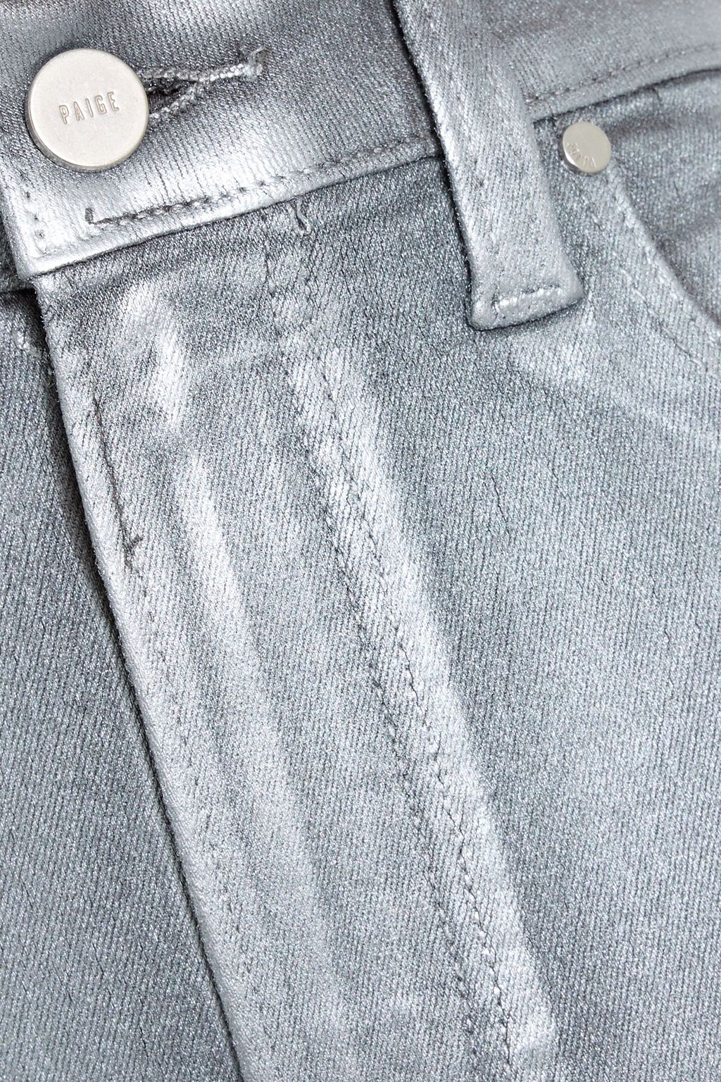 PAIGE Claudine metallic coated high-rise kick-flare jeans