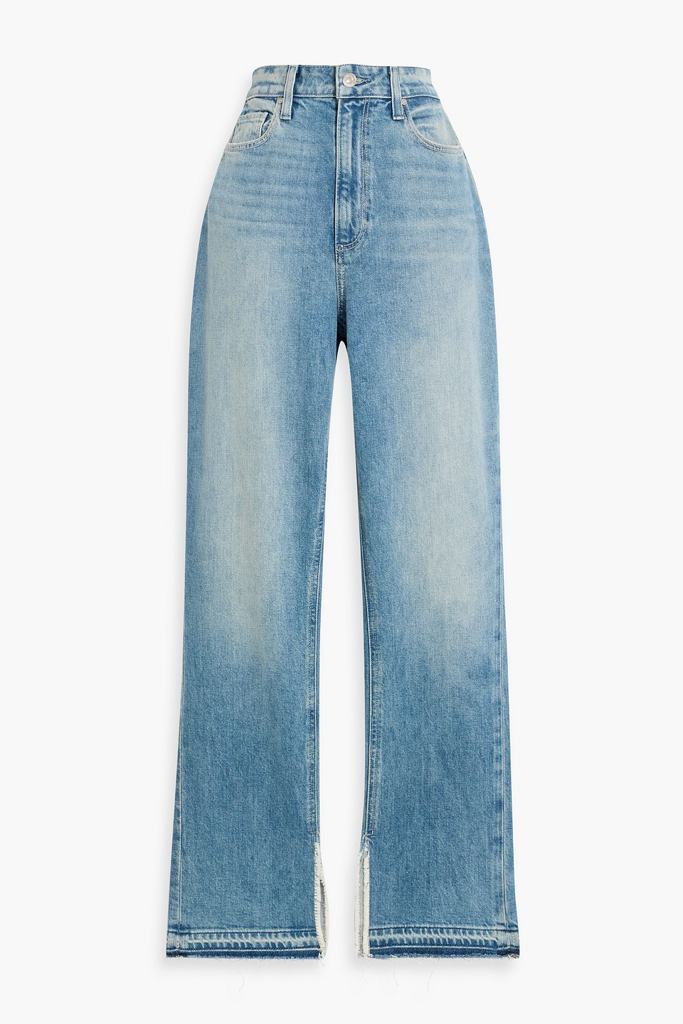 Paige Knockout Undone High-rise Flared Jeans In Blue