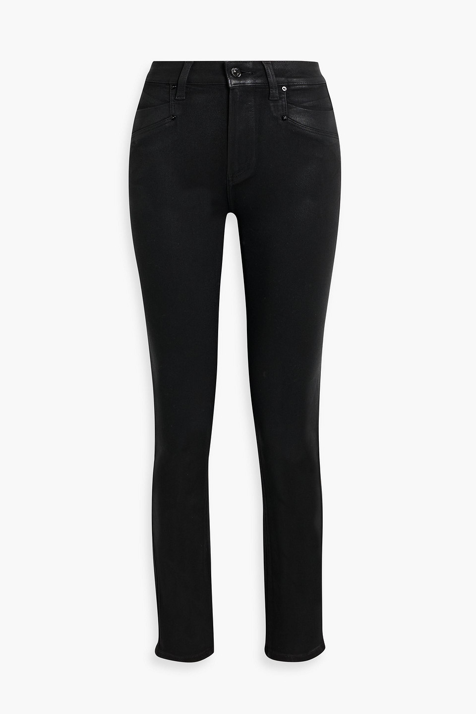 Paige Gemma Coated High-rise Skinny Jeans In Black