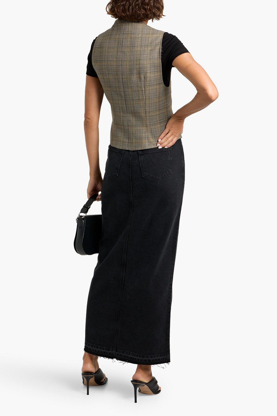 Paige Angela Denim Maxi Skirt In Black