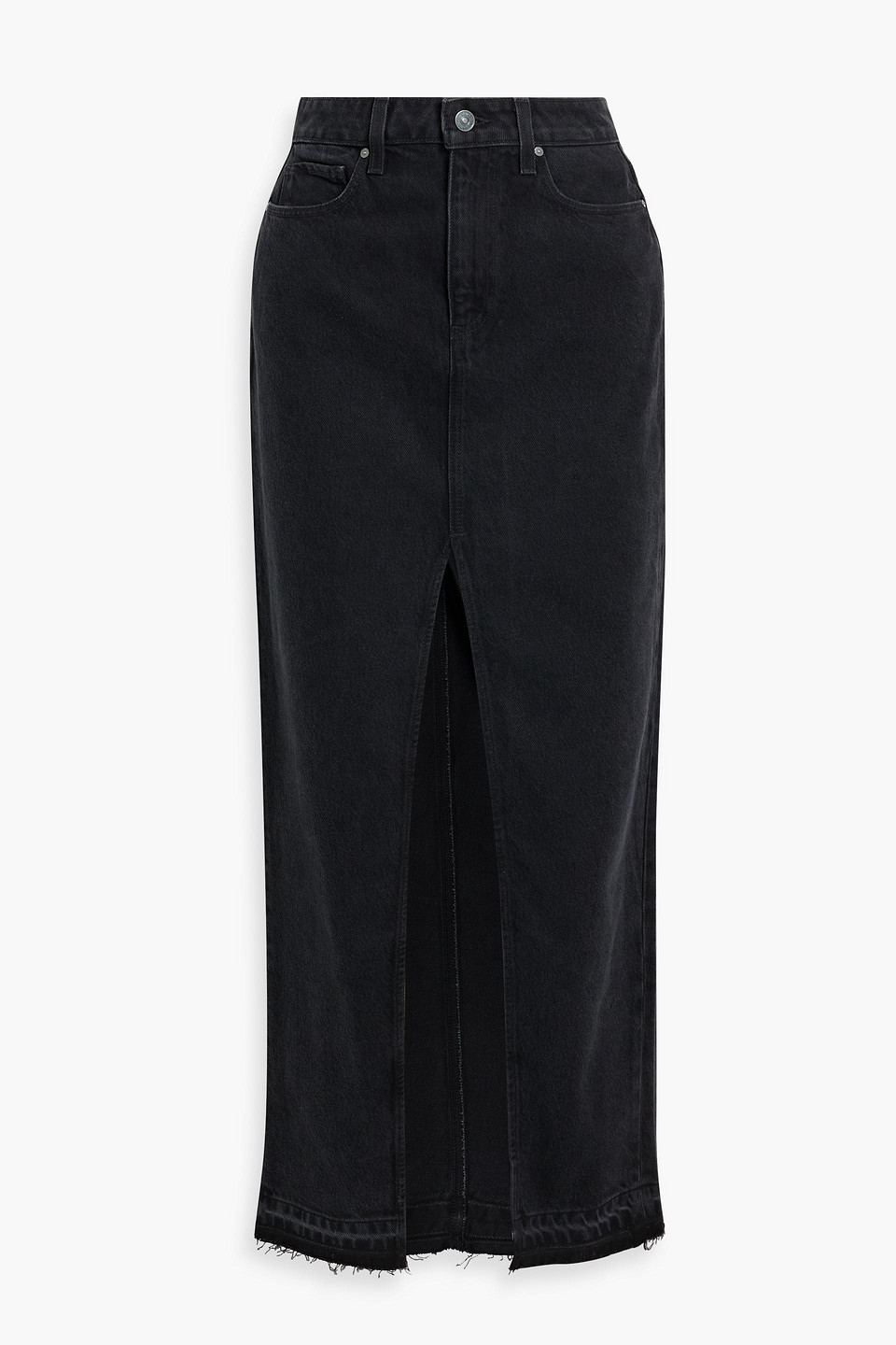 Paige Angela Denim Maxi Skirt In Black