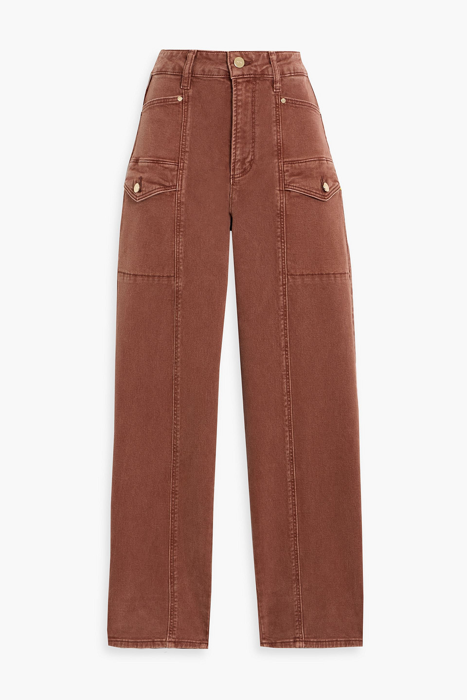 Paige Alexis High-rise Cargo Jeans In Brown