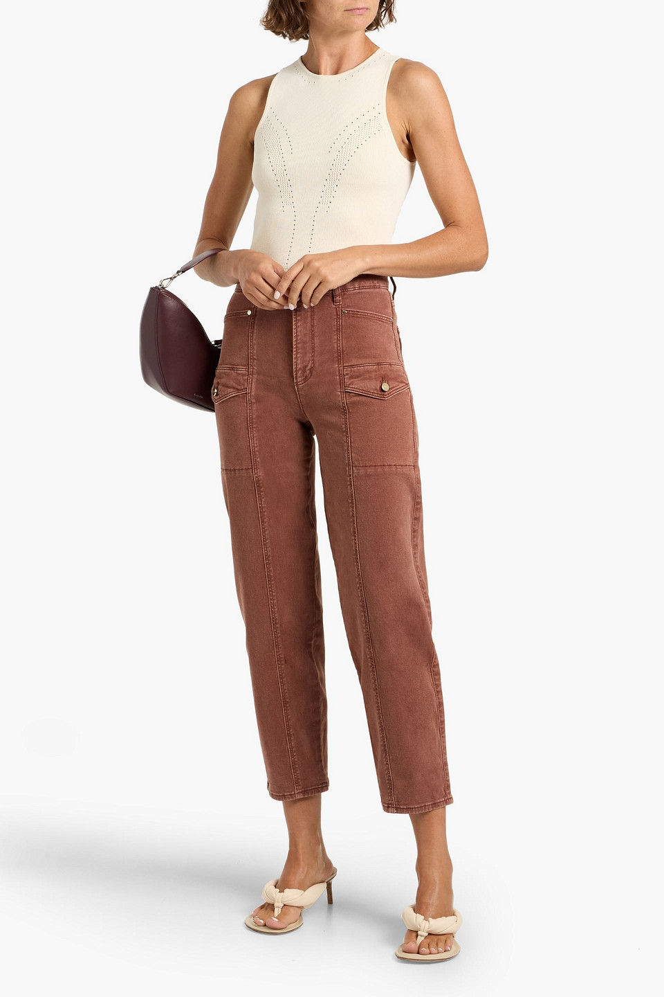 Paige Alexis High-rise Cargo Jeans In Brown