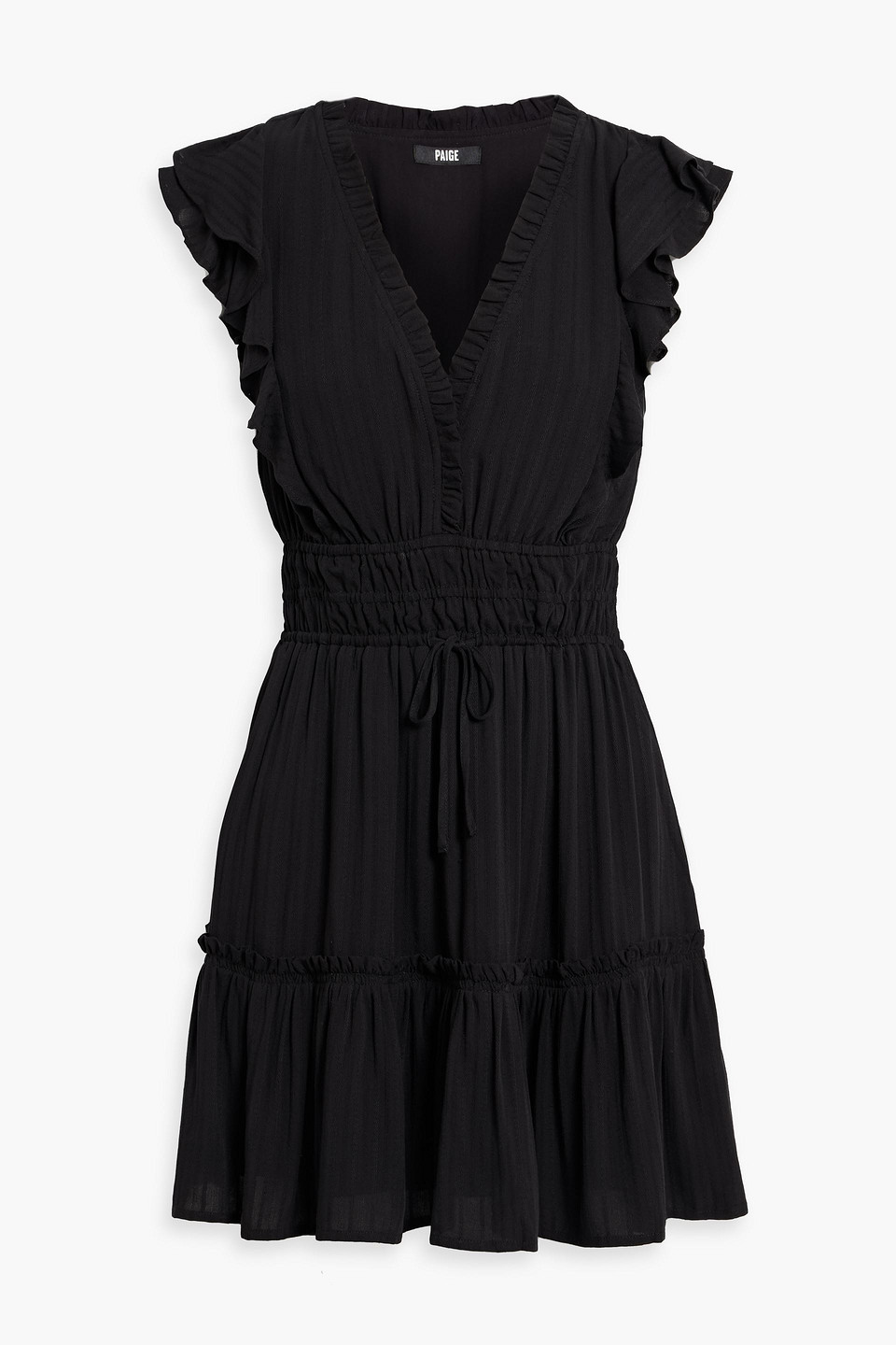 paige - muriel ruffled jacquard mini dress - black - us 4