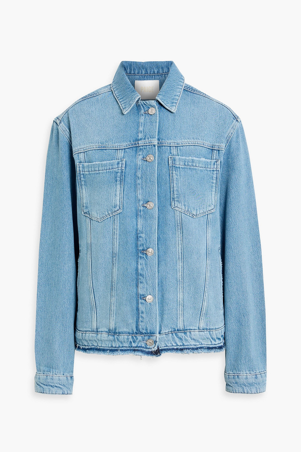 Paige Tegan Frayed Denim Jacket In Blue