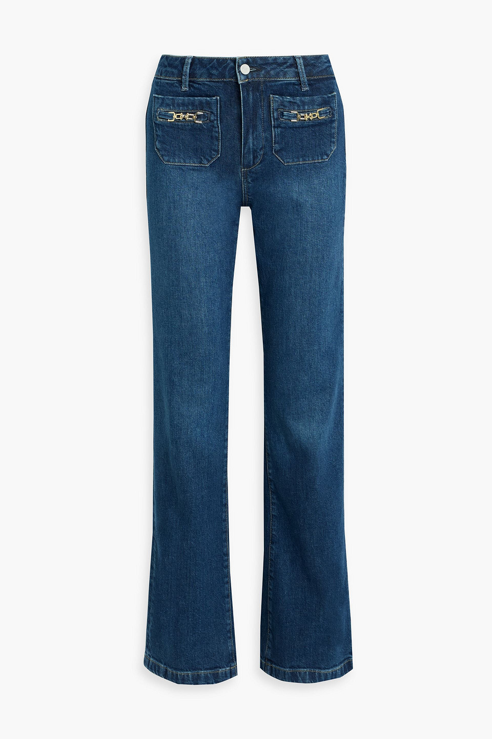 Paige Leenah Embellished Mid-rise Straight-leg Jeans In Animal Print