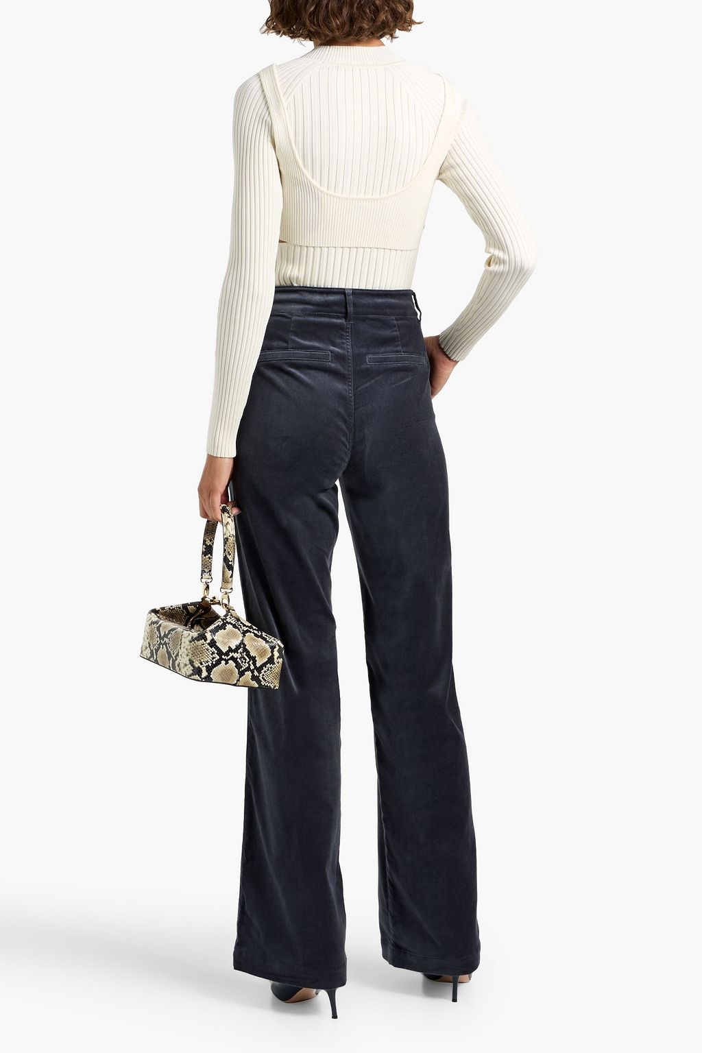 PAIGE Sasha cotton-blend velvet straight-leg pants