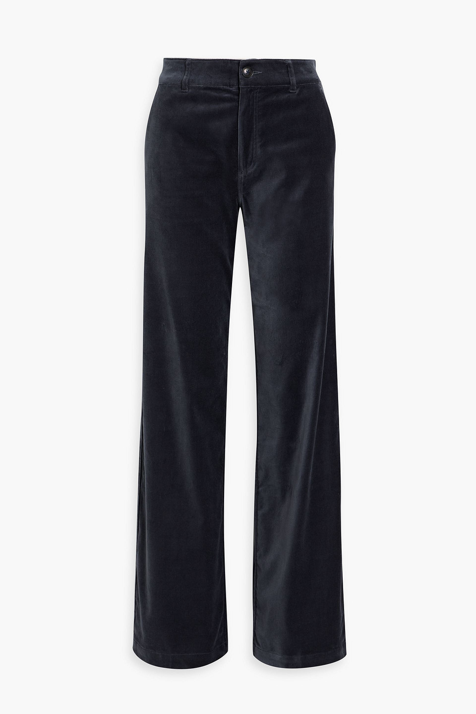 Paige Sasha Cotton-blend Velvet Straight-leg Pants In Blue