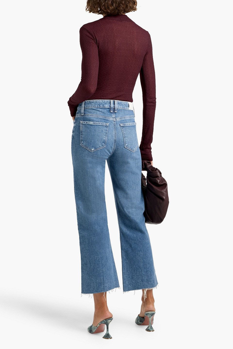 Frame Mesh Lace Turtleneck In Deep Burgundy In Burgundy