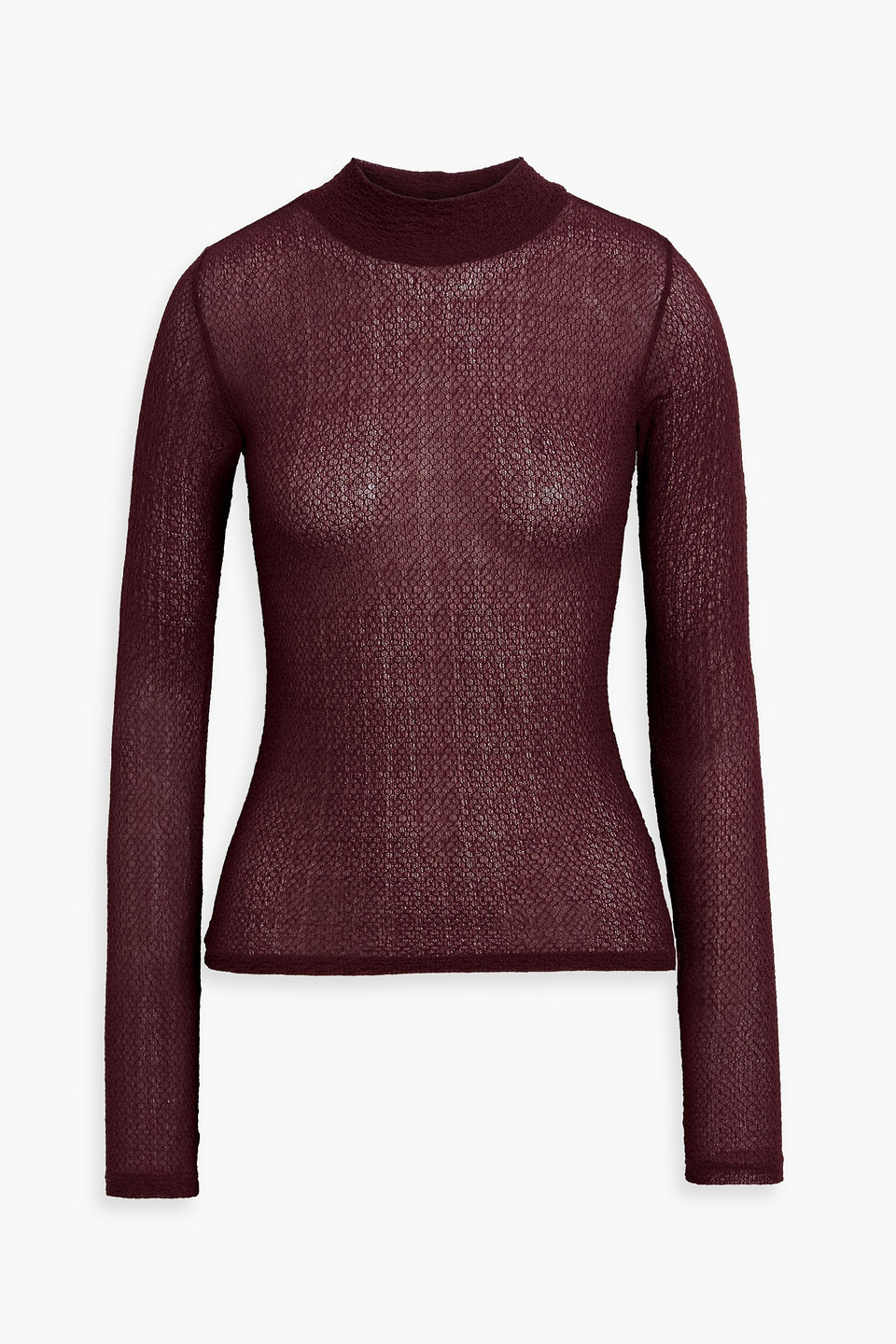 Frame Mesh Lace Turtleneck In Deep Burgundy In Burgundy