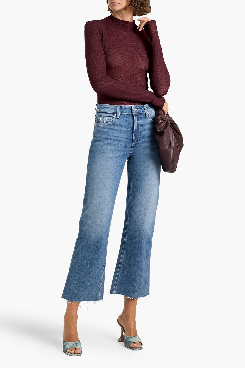 FRAME Stretch-lace turtleneck top
