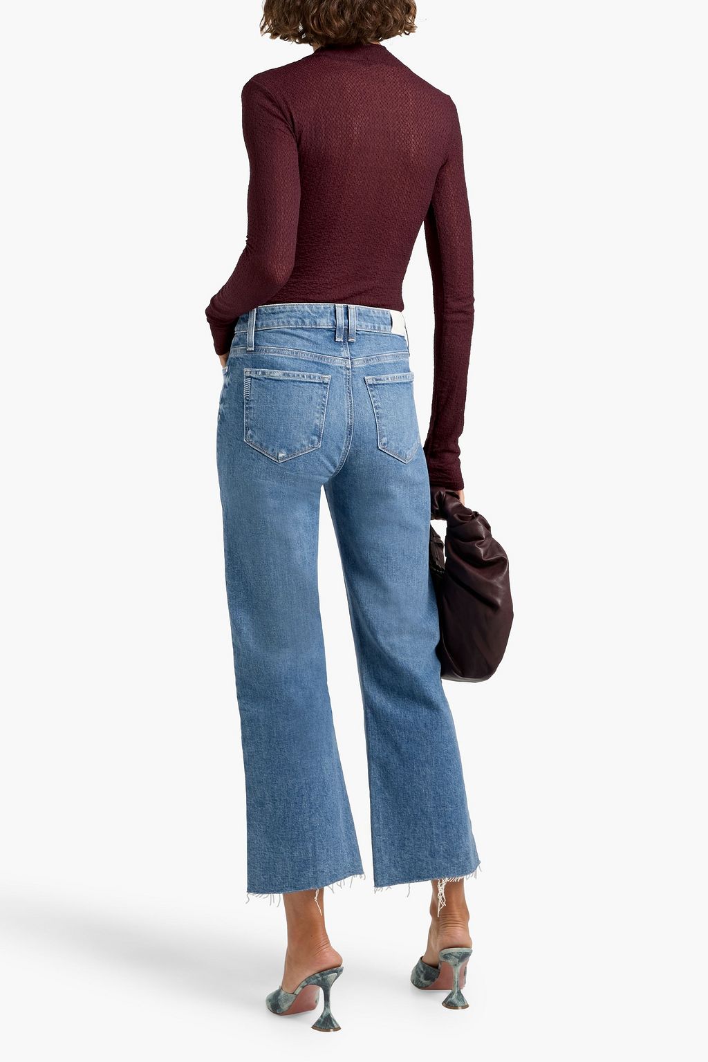PAIGE Leenah distressed high-rise wide-leg jeans