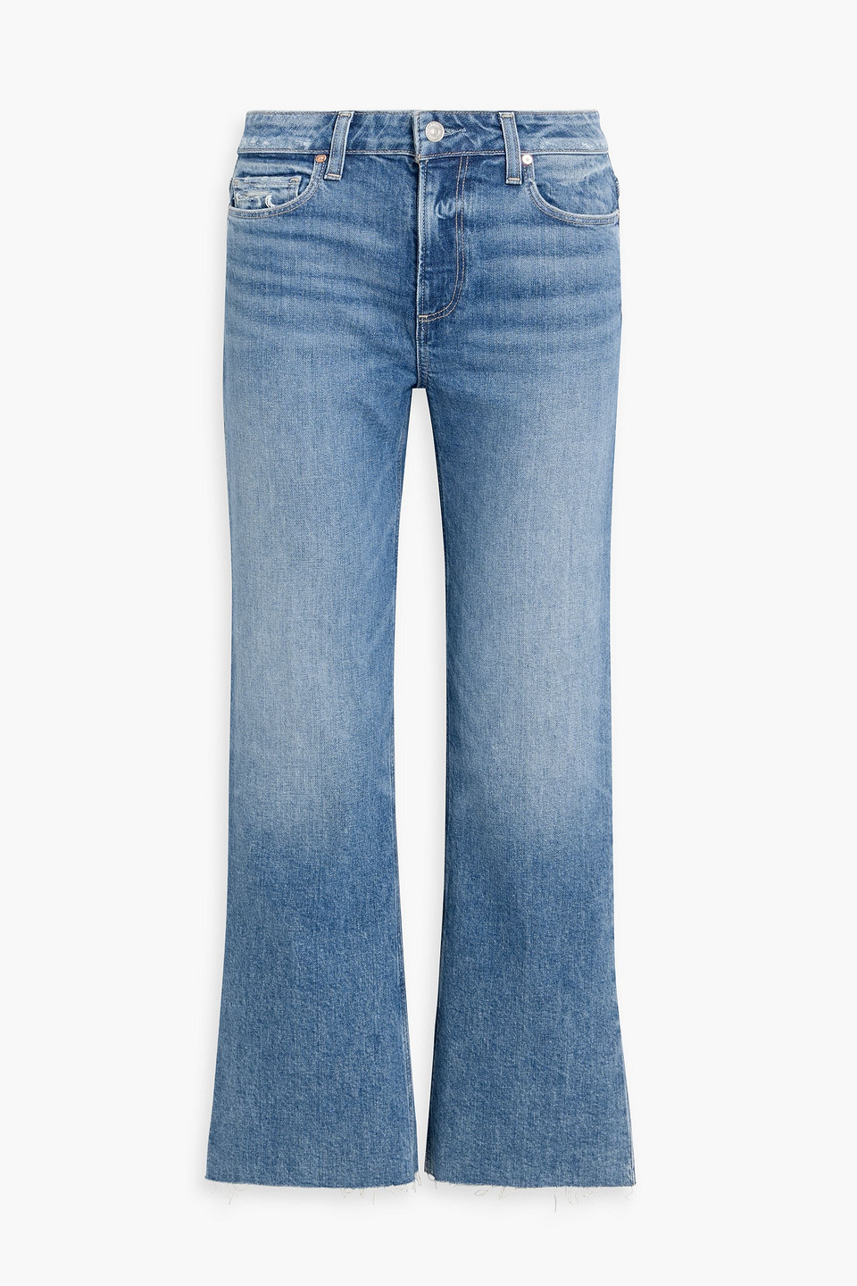 paige - leenah distressed high-rise wide-leg jeans - blue - 24