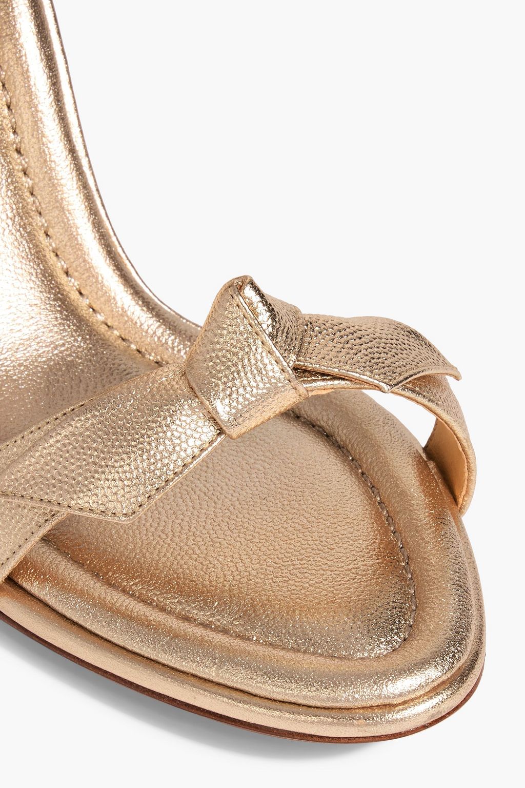 ALEXANDRE BIRMAN Clarita bow-detailed metallic pebbled-leather sandals