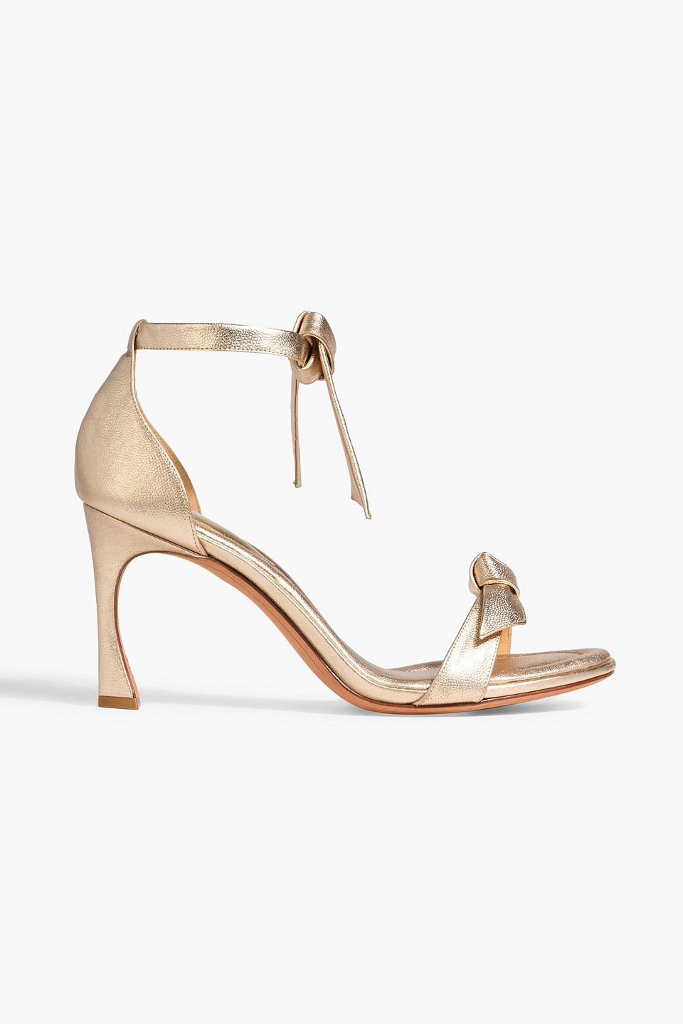 Alexandre Birman Clarita Bow-detailed Metallic Pebbled-leather Sandals In Gold