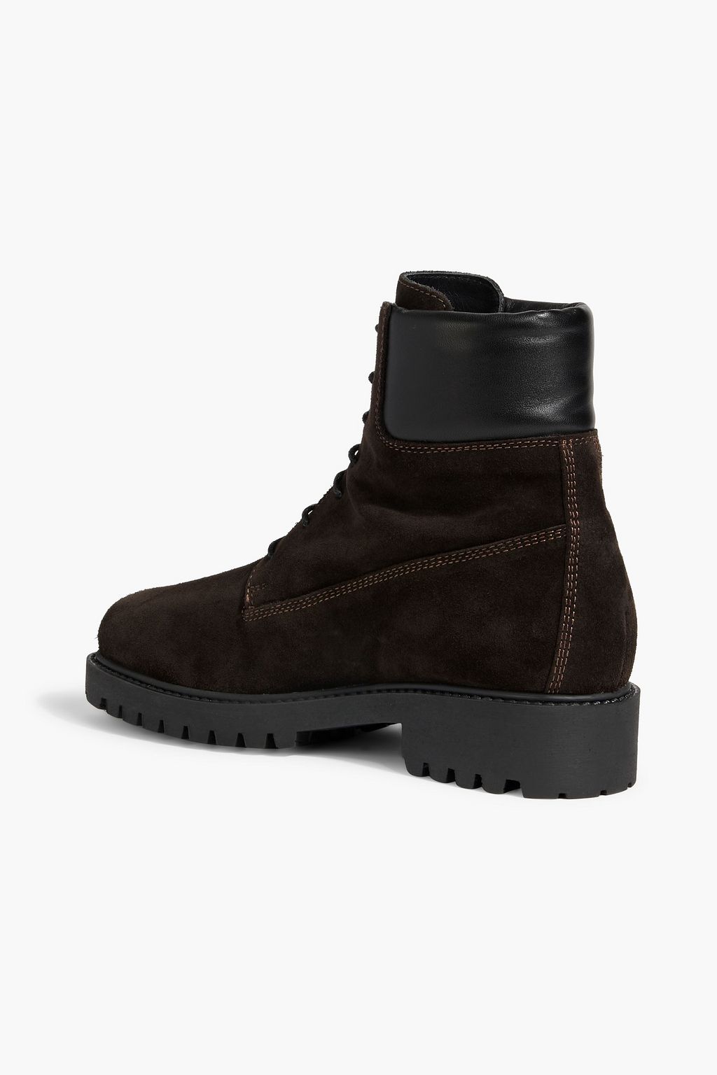 TOTEME The Husky leather-trimmed suede combat boots
