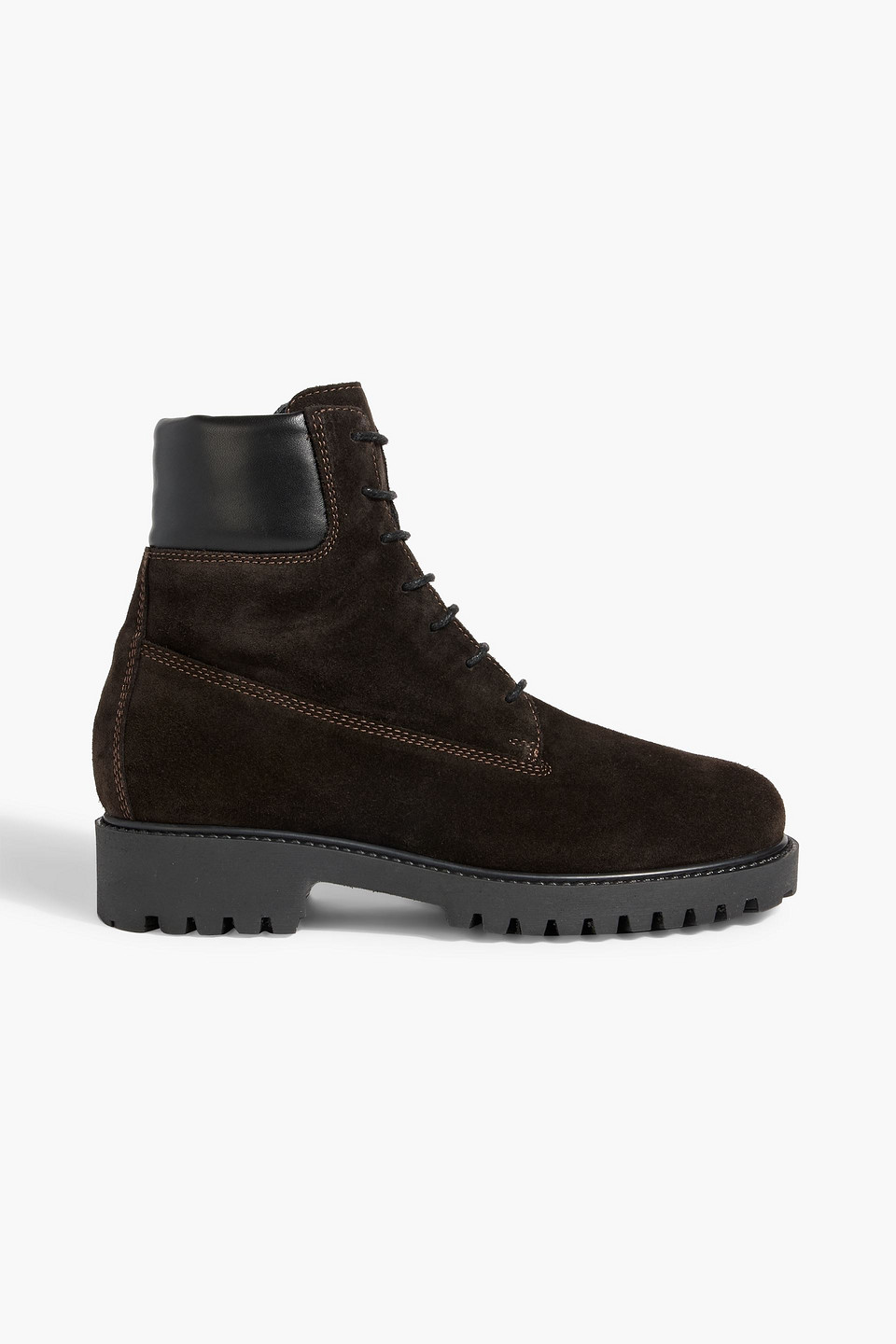 Totême The Husky Leather-trimmed Suede Combat Boots In Animal Print