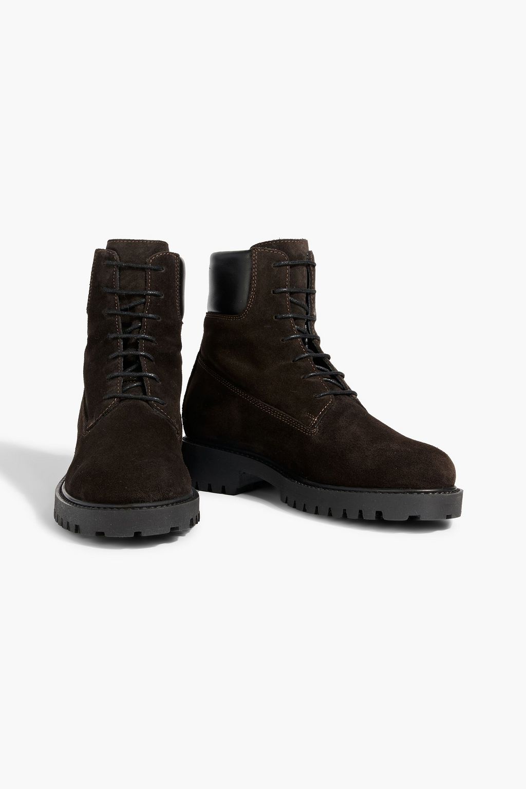 TOTEME The Husky leather-trimmed suede combat boots