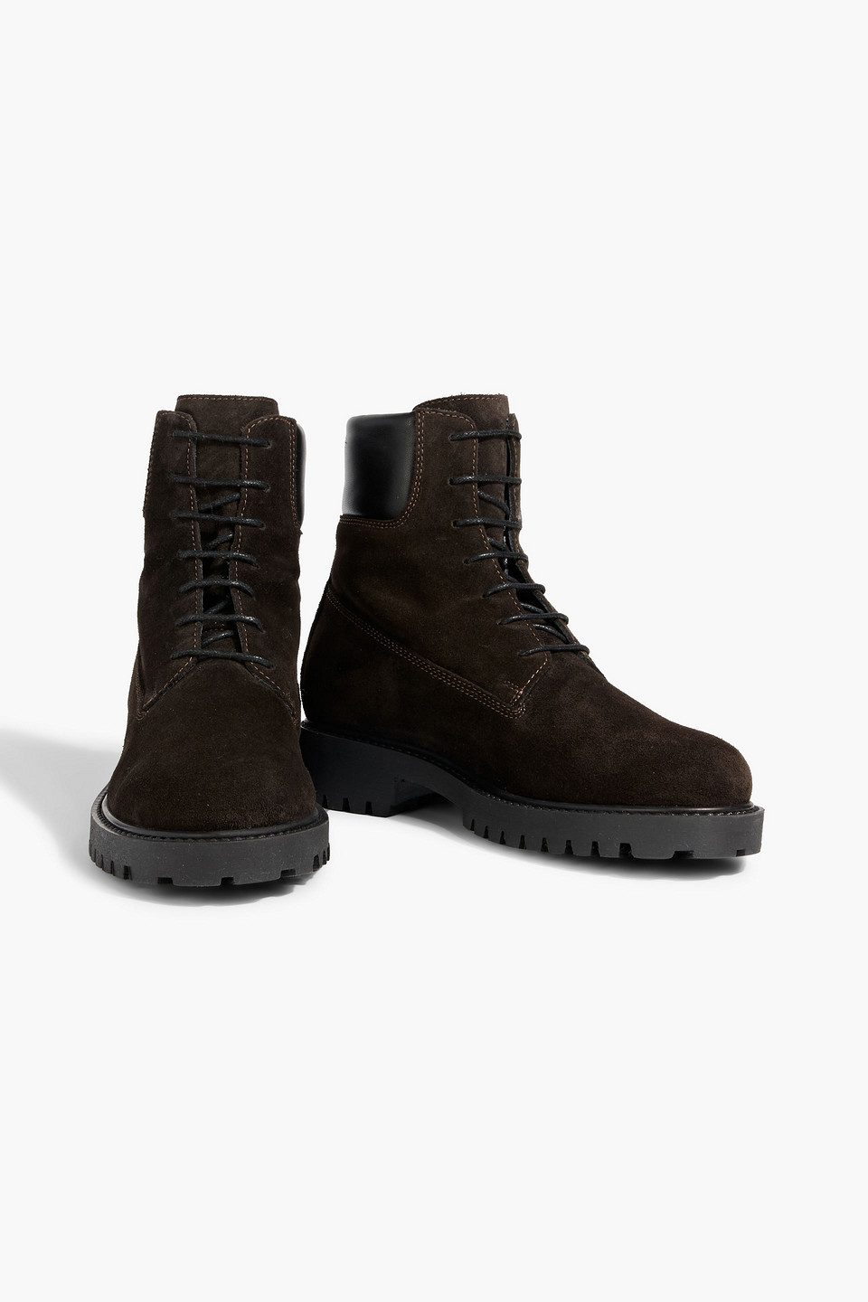 Totême The Husky Leather-trimmed Suede Combat Boots In Animal Print