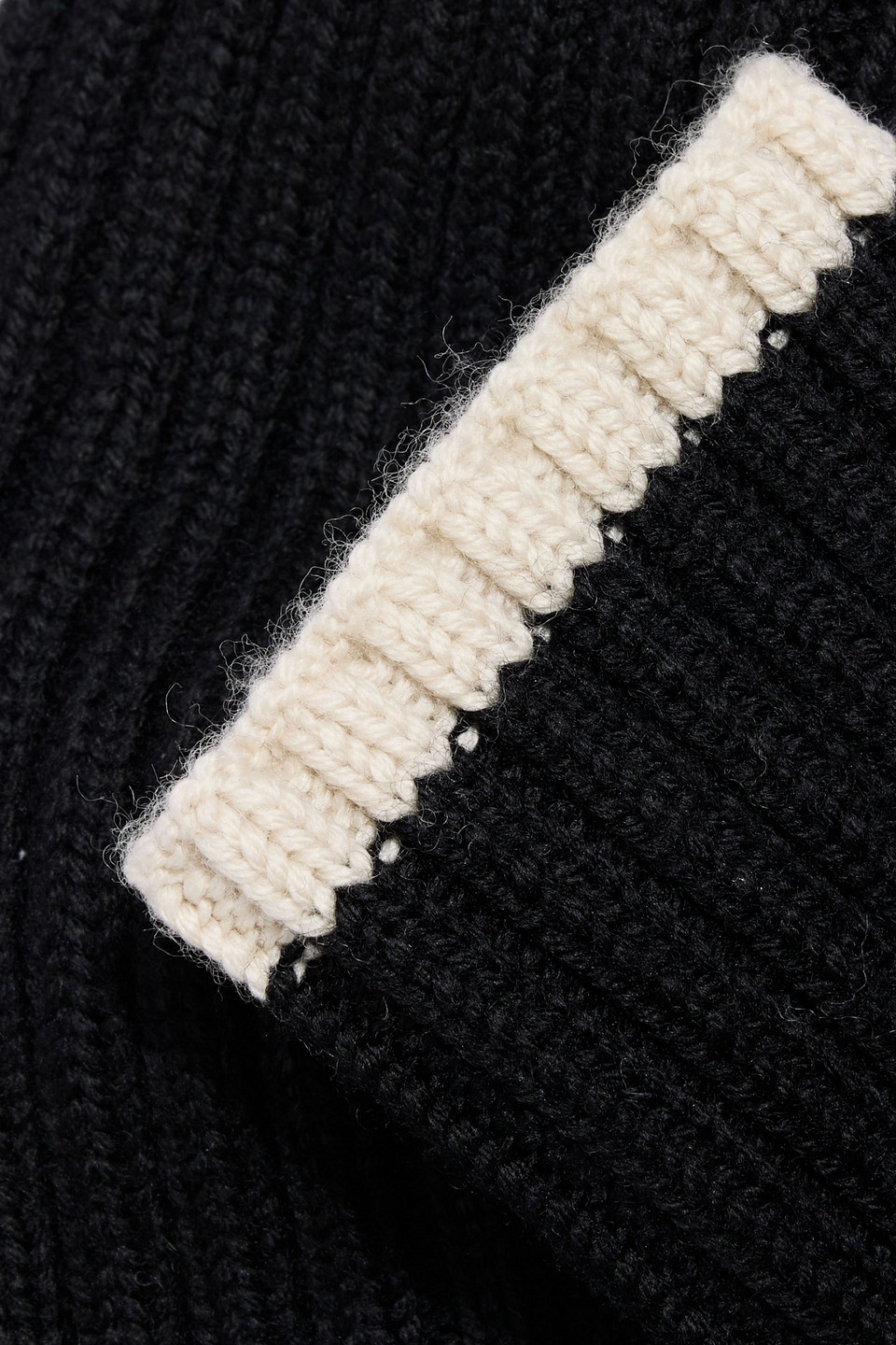 Totême Ribbed Wool Fingerless Gloves In Black
