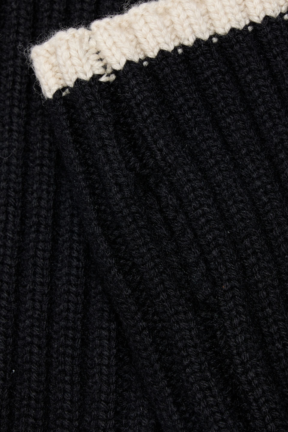 Totême Ribbed Wool Fingerless Gloves In Black