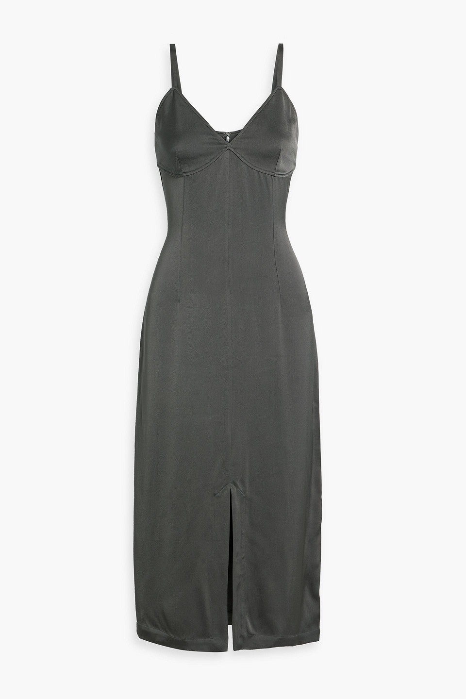 Totême Front-split Crepe Cami Dress Lead In Gray