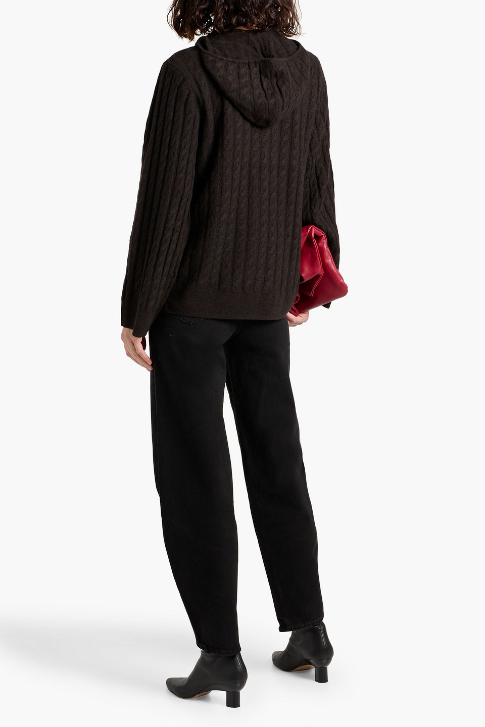 Totême Cable-knit Wool And Cashmere-blend Hoodie In Black