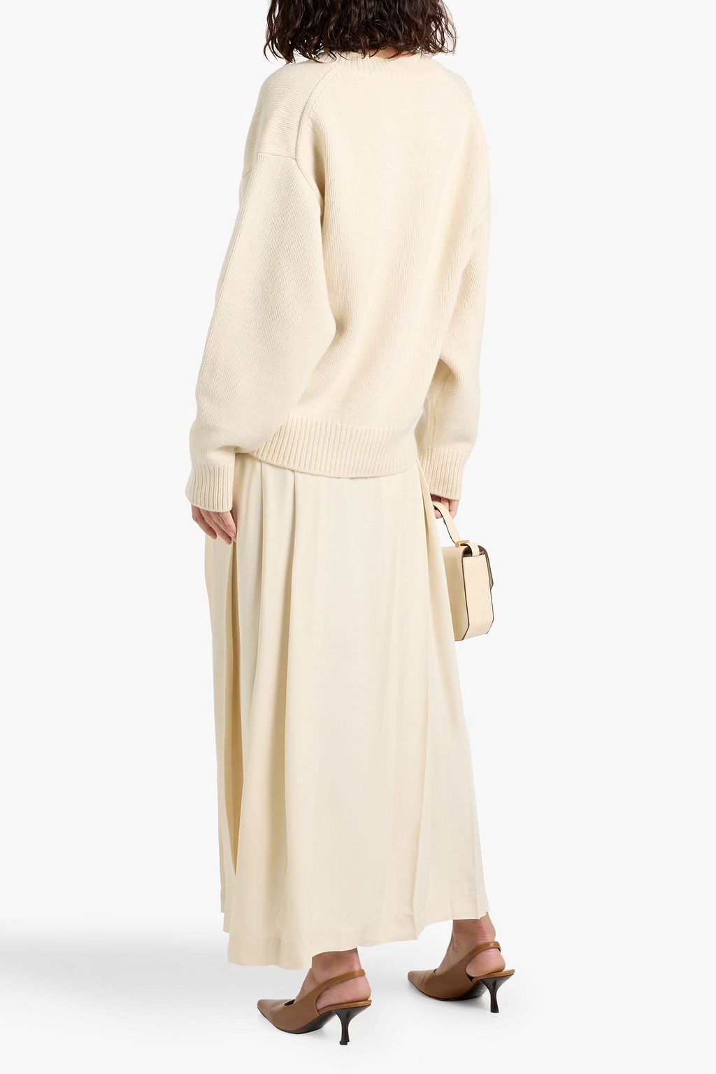 TOTEME Pleated crepe-satin maxi wrap skirt