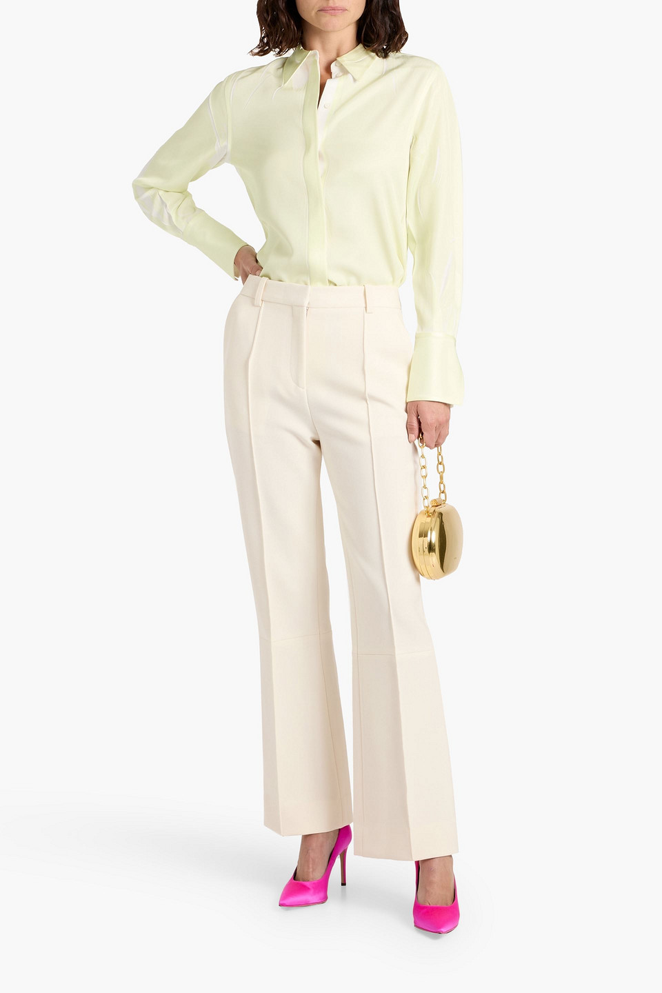 Victoria Beckham Crepe Flared Pants In White