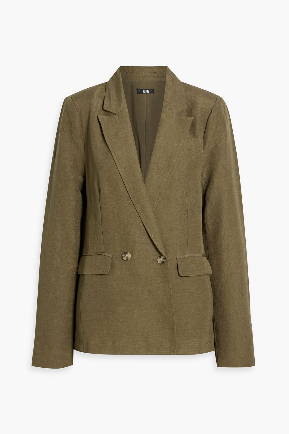 Paige Dawson Double-breasted Linen-blend Blazer In Brown