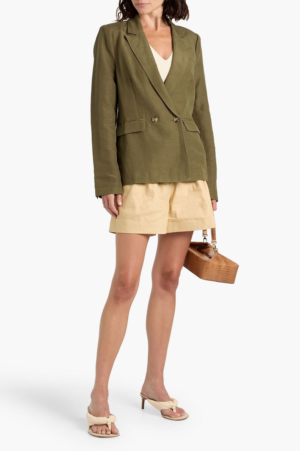 PAIGE Dawson double-breasted linen-blend blazer