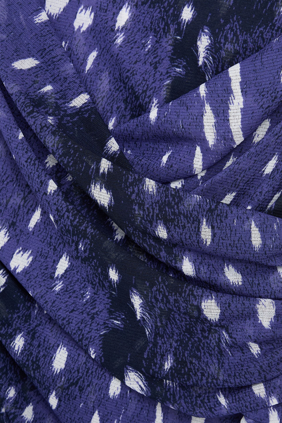 Diane Von Furstenberg Ash Ruched Printed Mesh Bodysuit In Blue