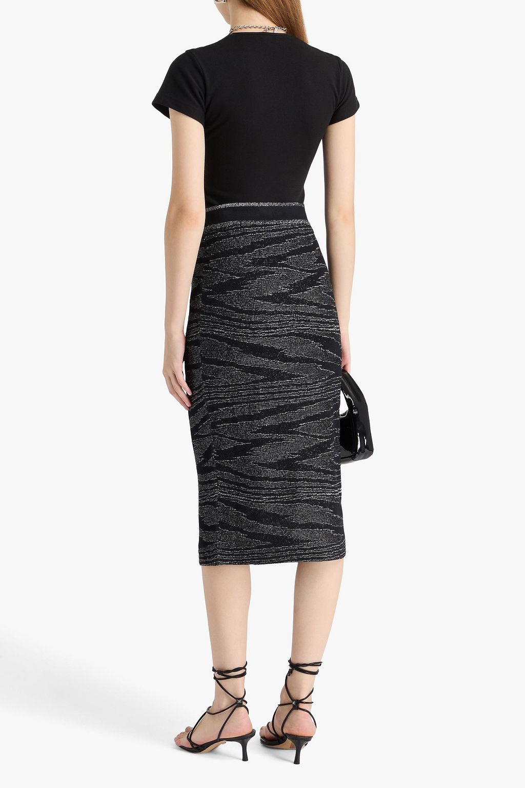 MISSONI Metallic jacquard-knit midi pencil skirt