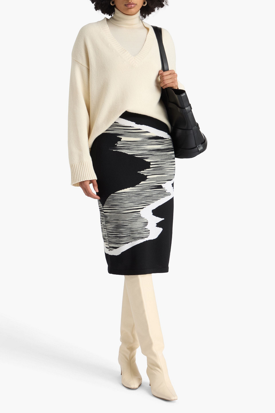 Missoni Jacquard-knit Wool Skirt In Black