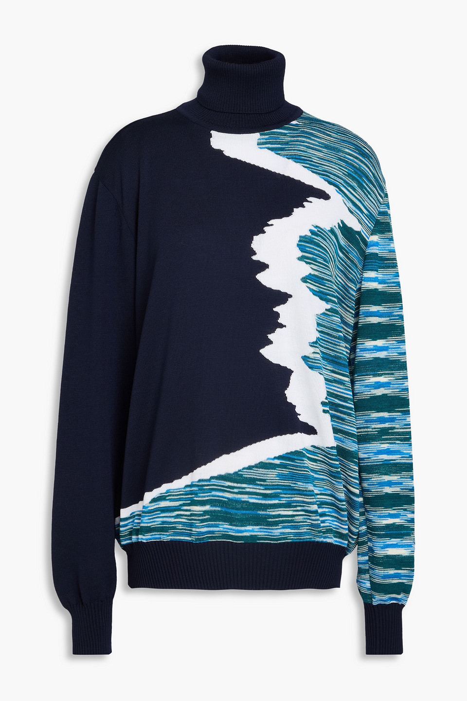 Missoni Intarsia Wool Turtleneck Sweater In Blue