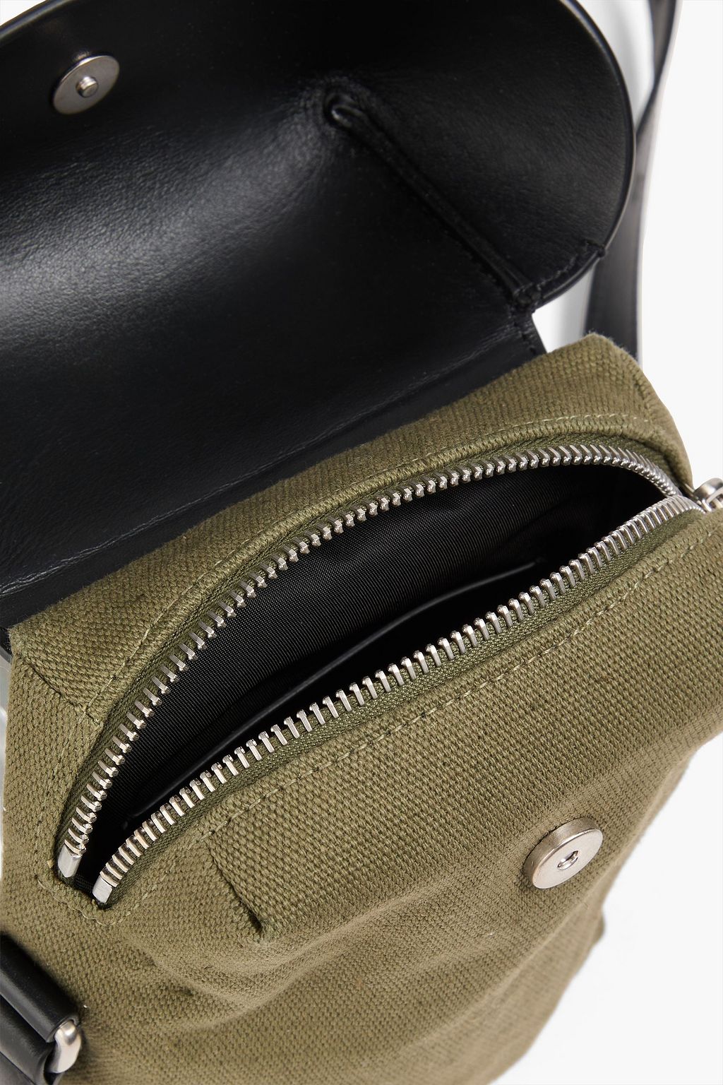 JIL SANDER Canvas and leather messenger bag
