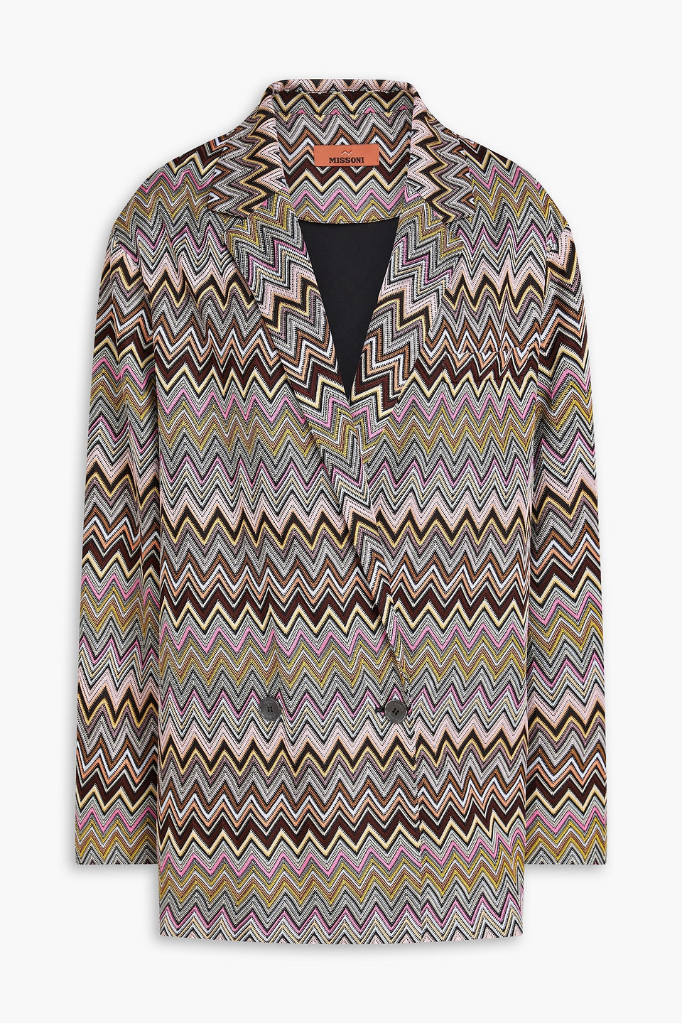 Missoni Double-breasted Crochet-knit Blazer In Multi