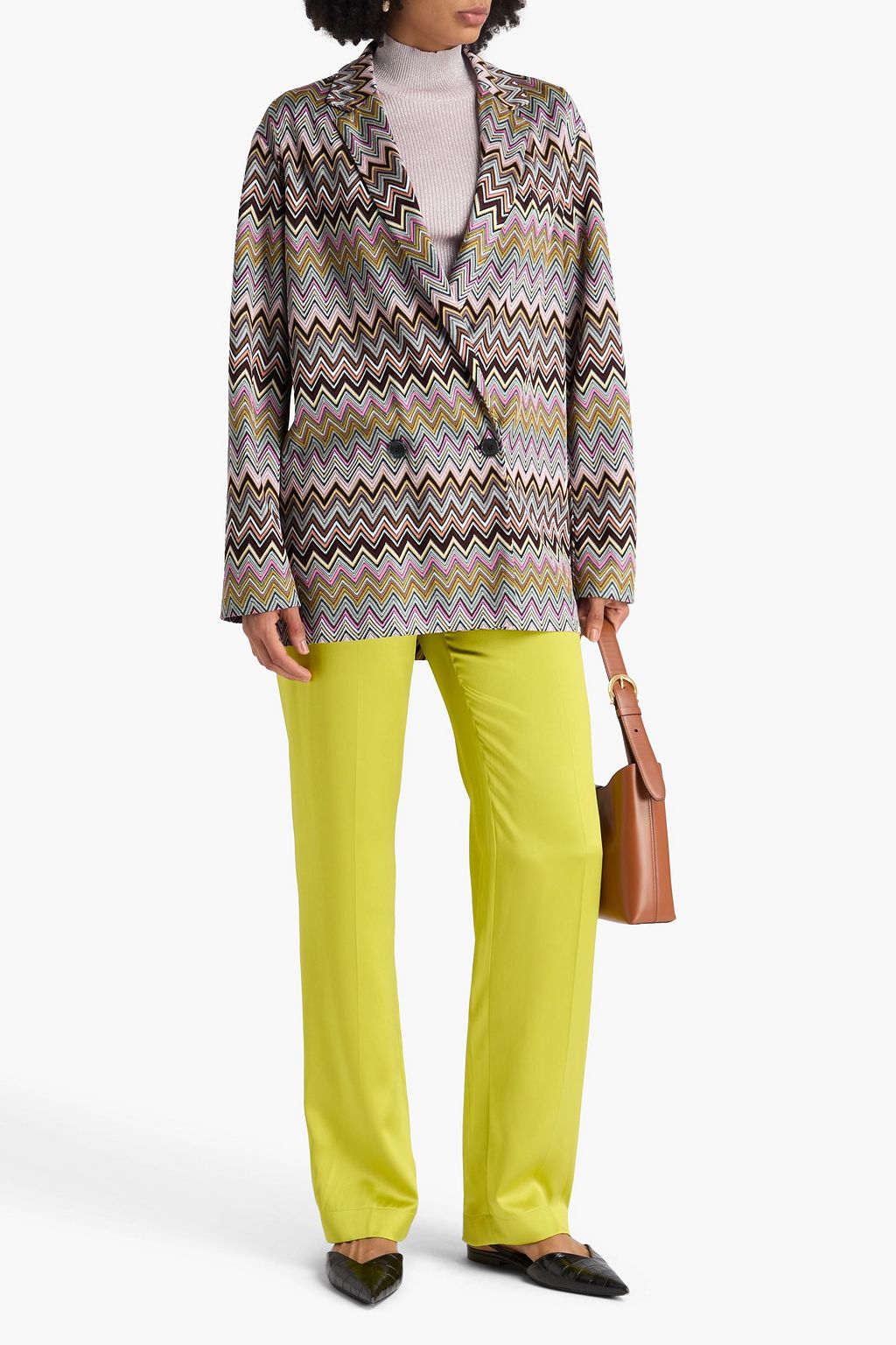 MISSONI Double-breasted crochet-knit blazer