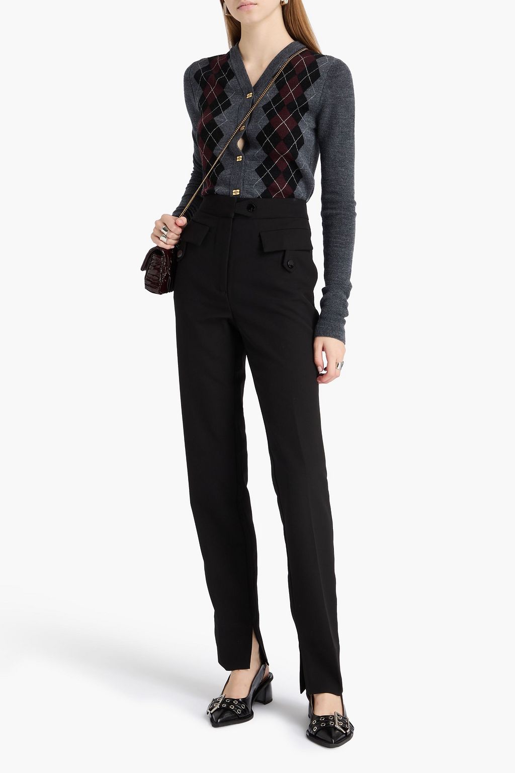 GANNI Twill slim-leg pants
