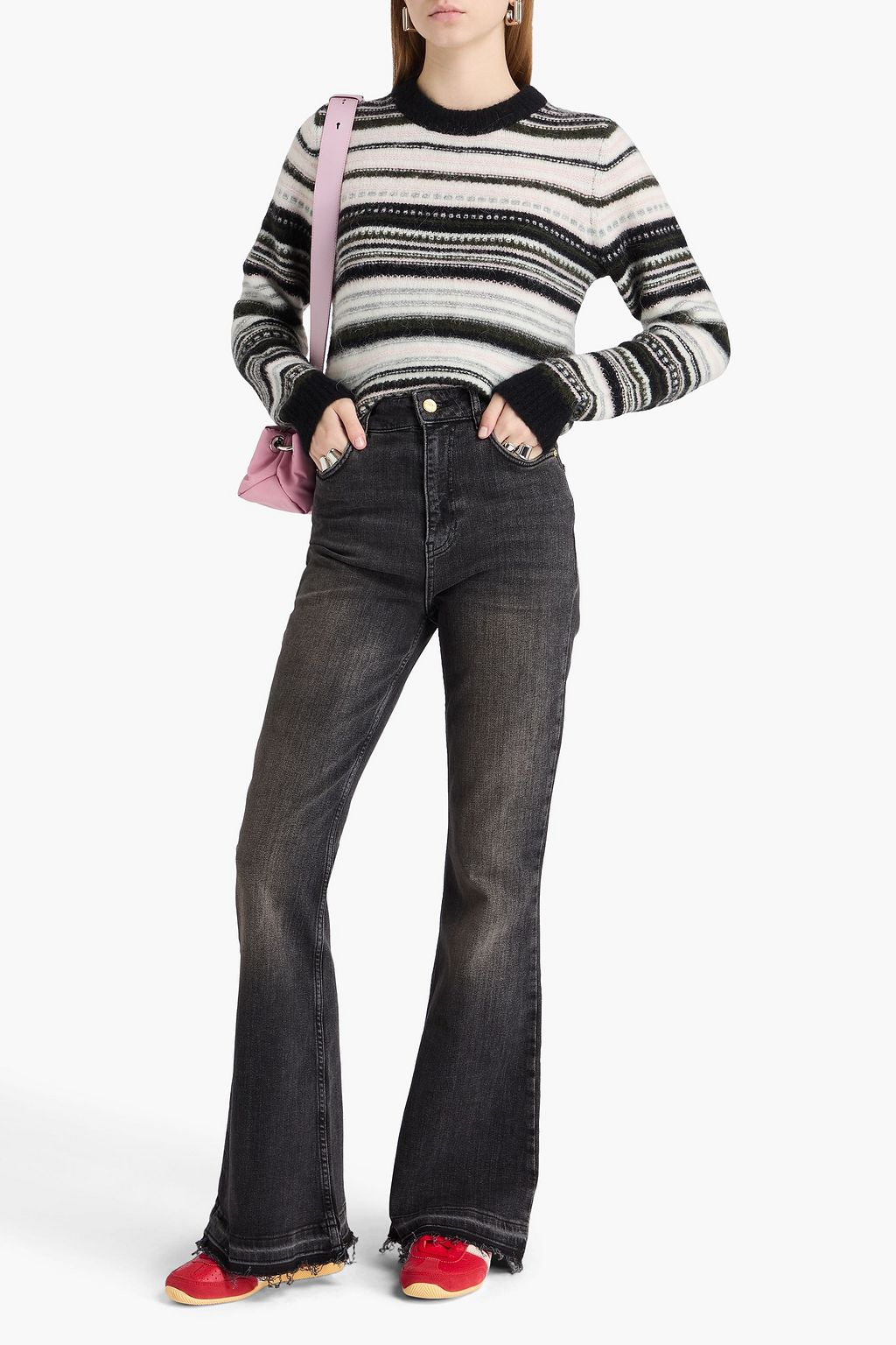 GANNI Faded high-rise flared jeans