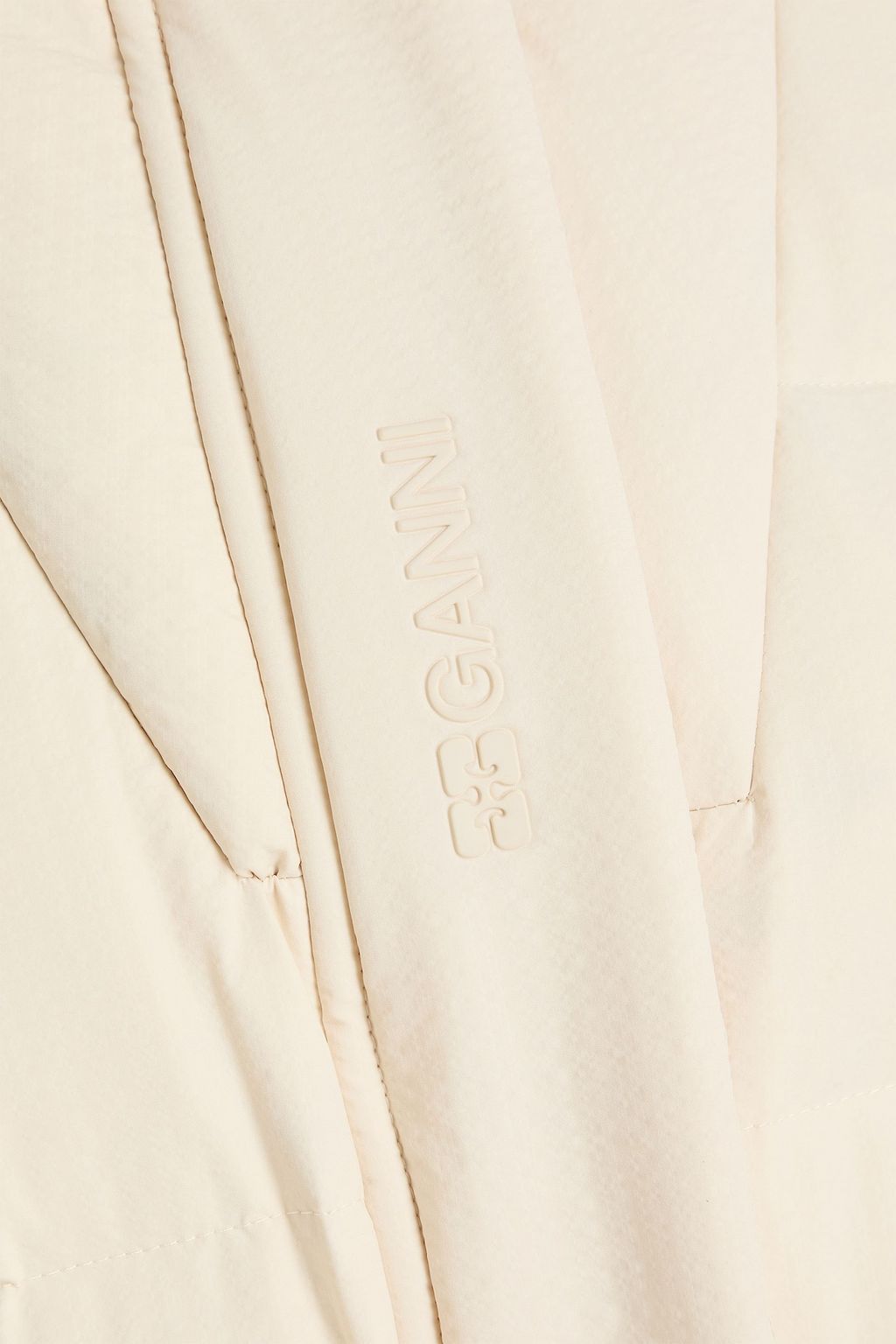 GANNI シアサッカー ダウンコート ベルト付き キルティング