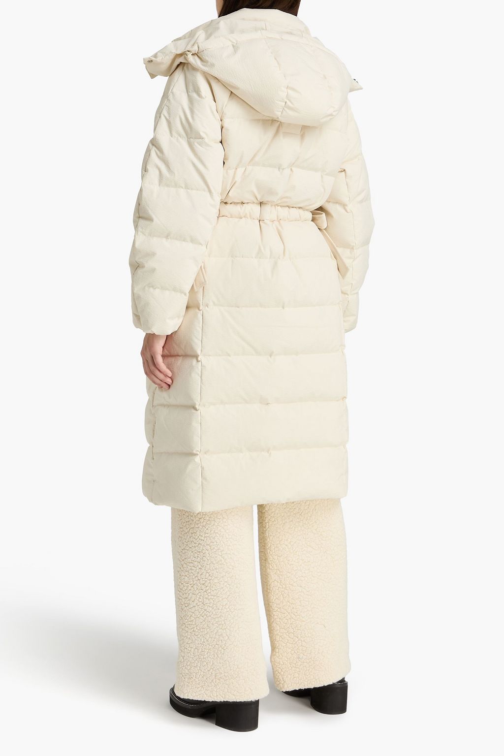 GANNI シアサッカー ダウンコート ベルト付き キルティング