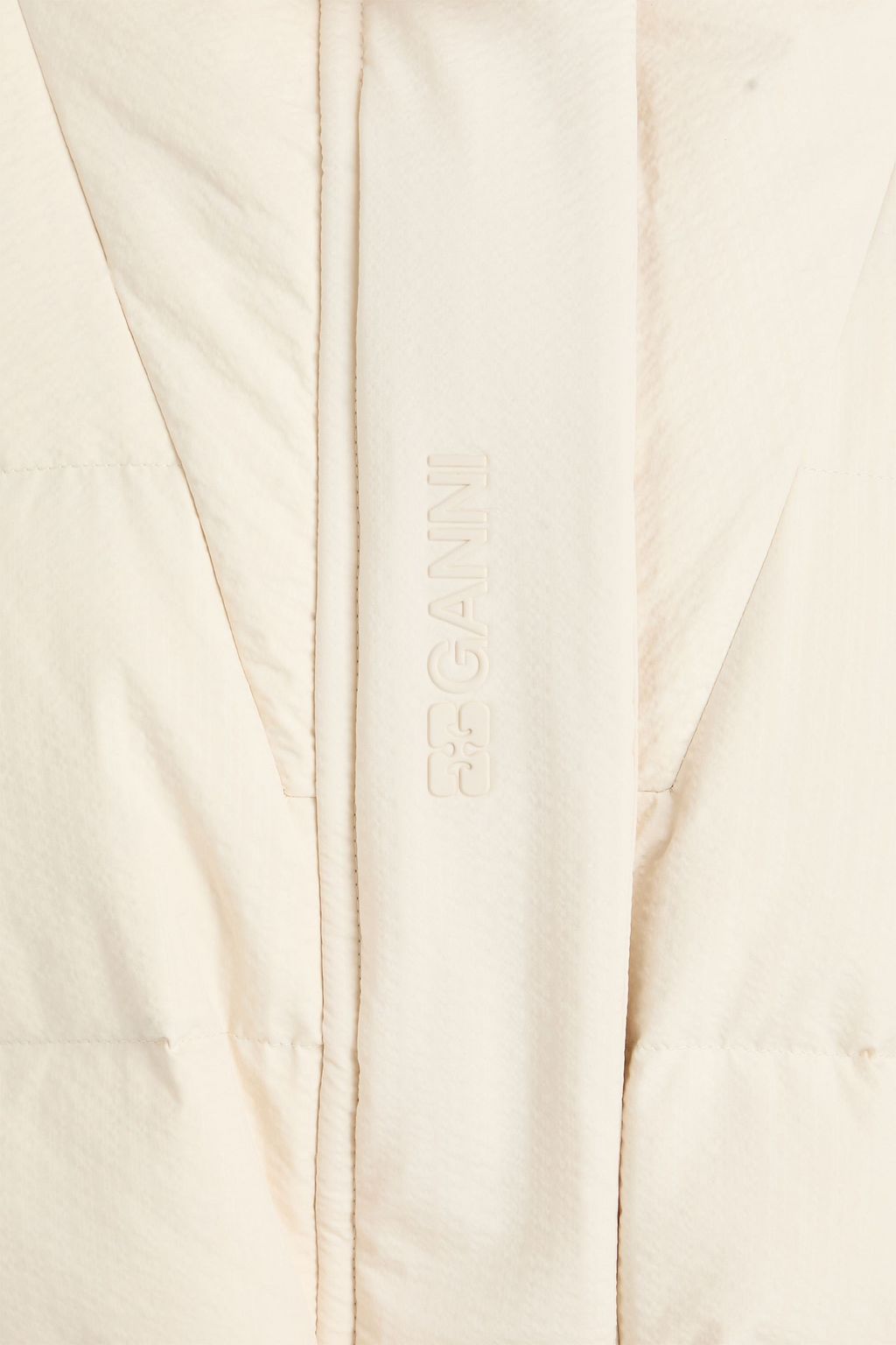 GANNI Belted quilted seersucker down jacket