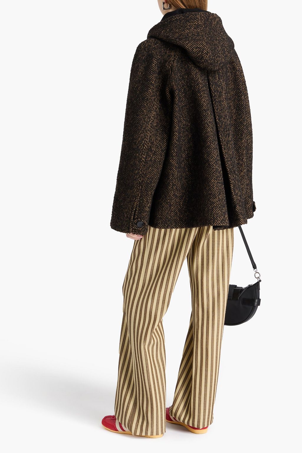 GANNI Herringbone tweed hooded jacket
