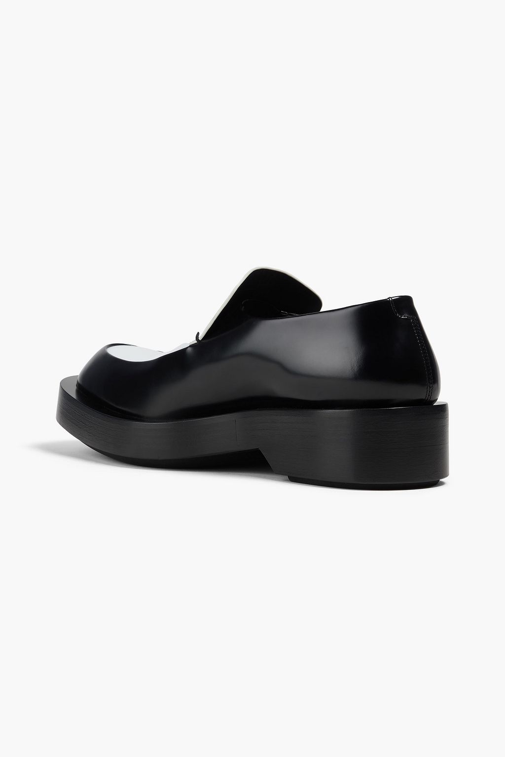 JIL SANDER Two-tone glossed-leather loafers
