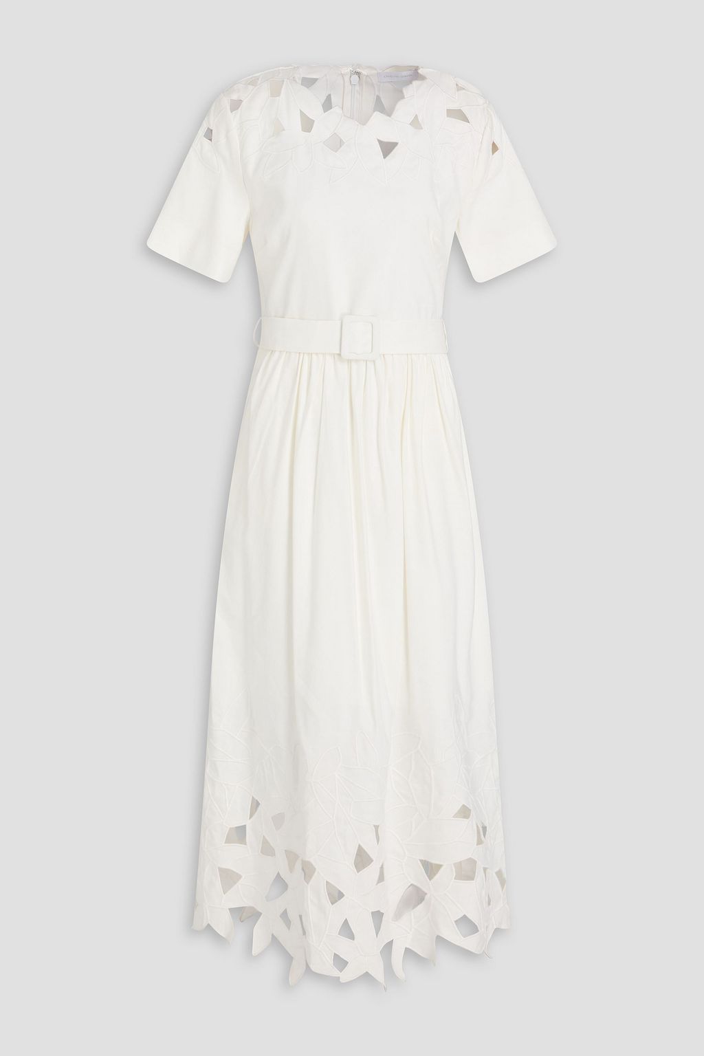 SIMKHAI Belted cutout linen-blend midi dress | THE OUTNET SIMKHAI Belted cutout linen-blend midi dress | THE OUTNET